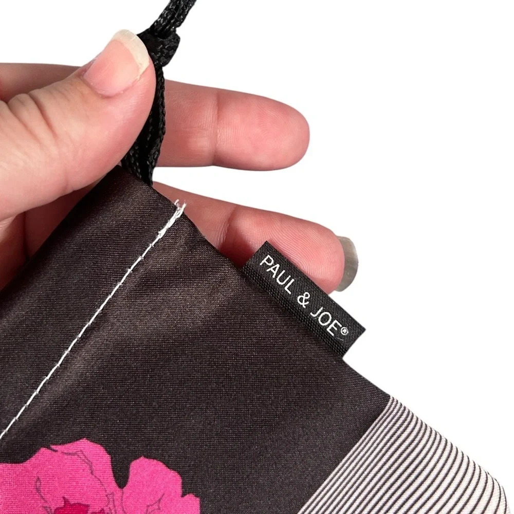 PAUL & JOE Beaute Pink Poppy Satin Mini Drawstring Cosmetic Pouch Makeup Bag